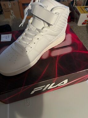 FILA White Men’s High-Top Sneakers with Strap